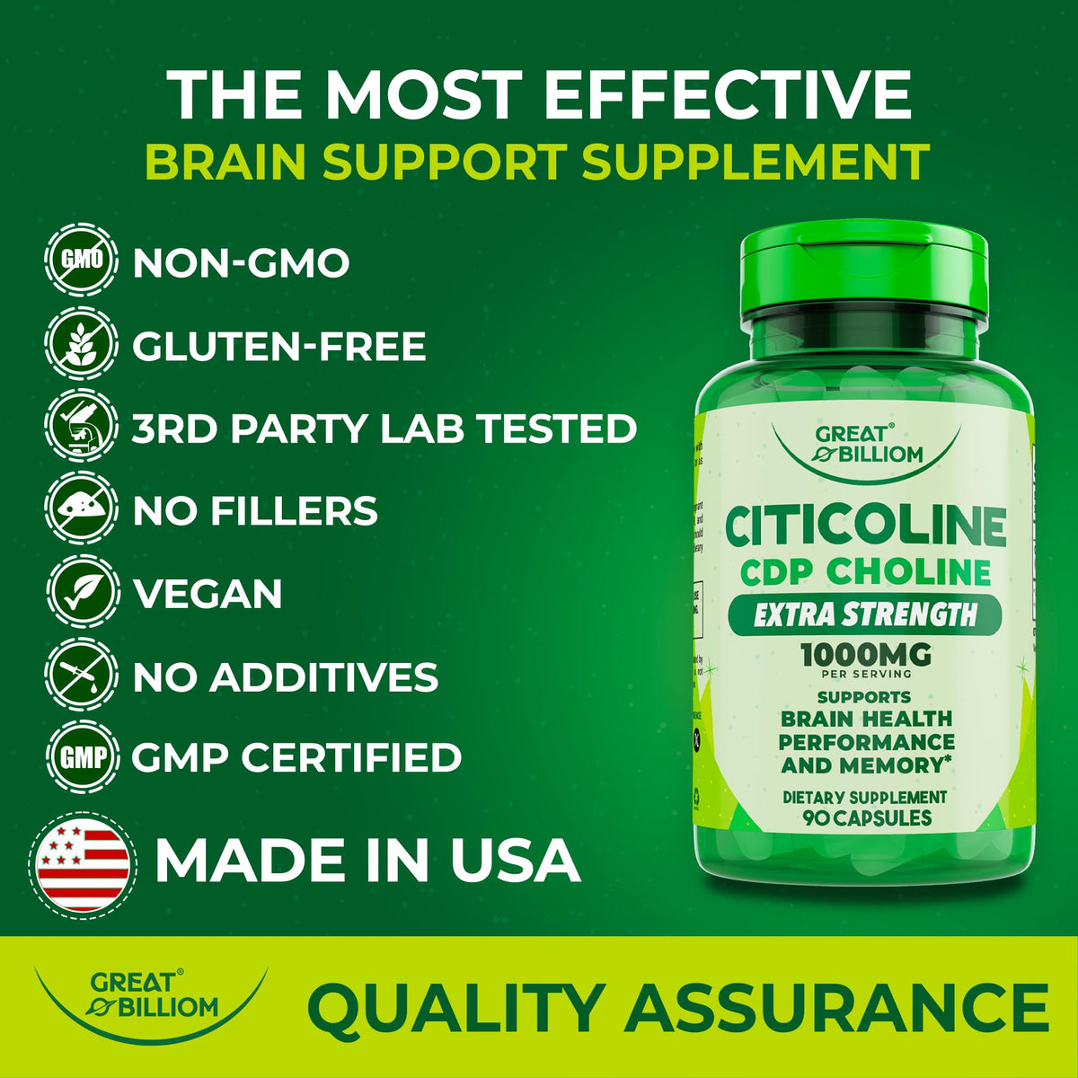 Great Billiom memory support supplement bottle side view