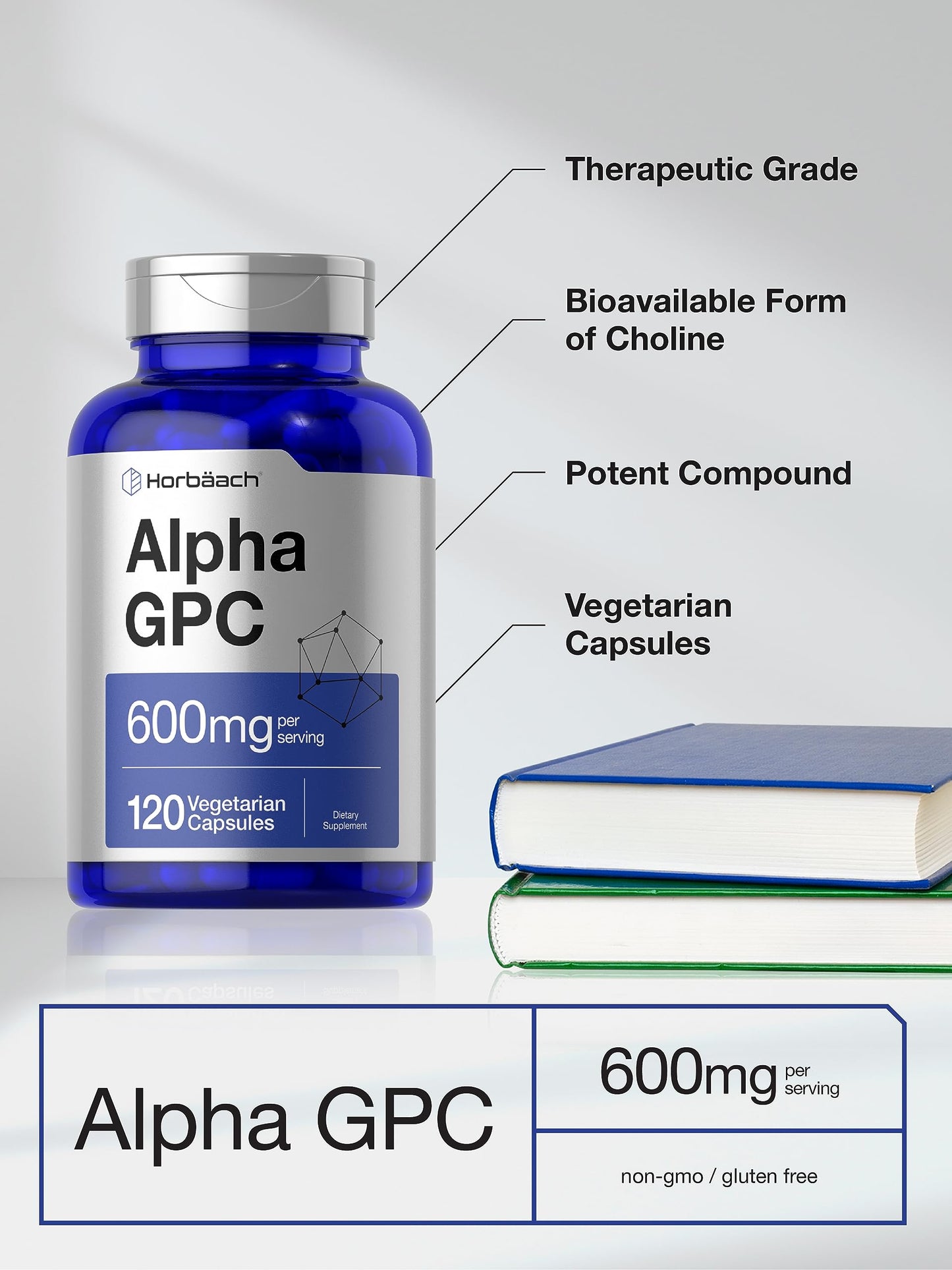Horbäach Alpha GPC capsules dietary supplement packaging