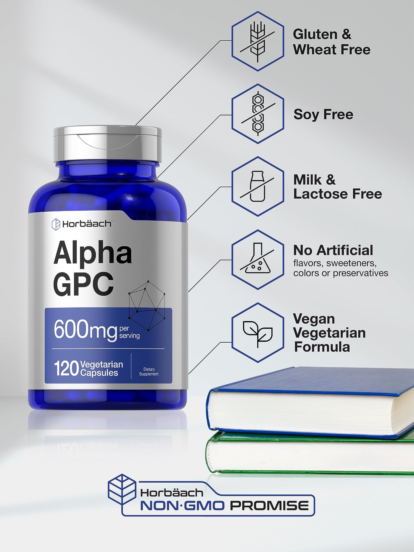 Horbäach Alpha GPC non-GMO vegetarian capsule bottle
