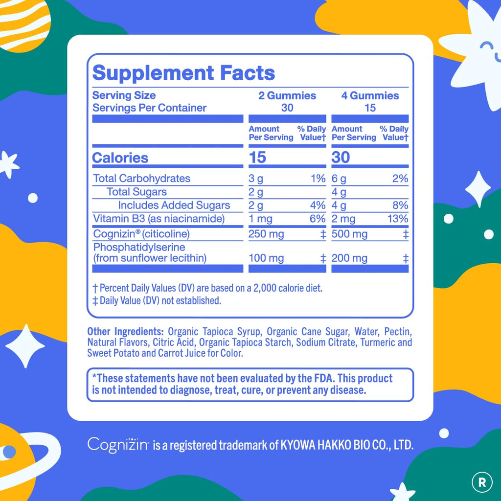 First Day children cognitive health supplement star shaped gummies close up