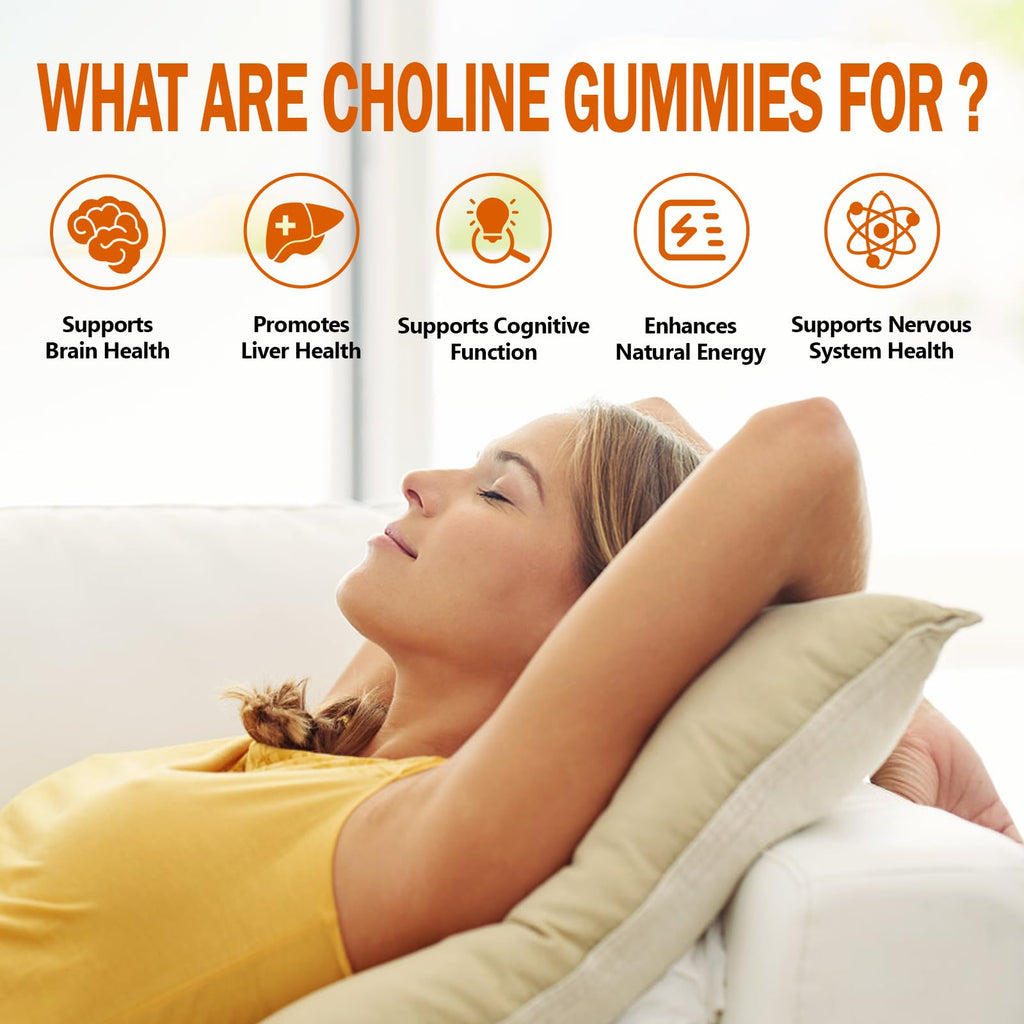 Orange flavored Hfeliz Choline Bitartrate supplement gummies