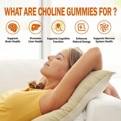 Orange flavored Hfeliz Choline Bitartrate supplement gummies