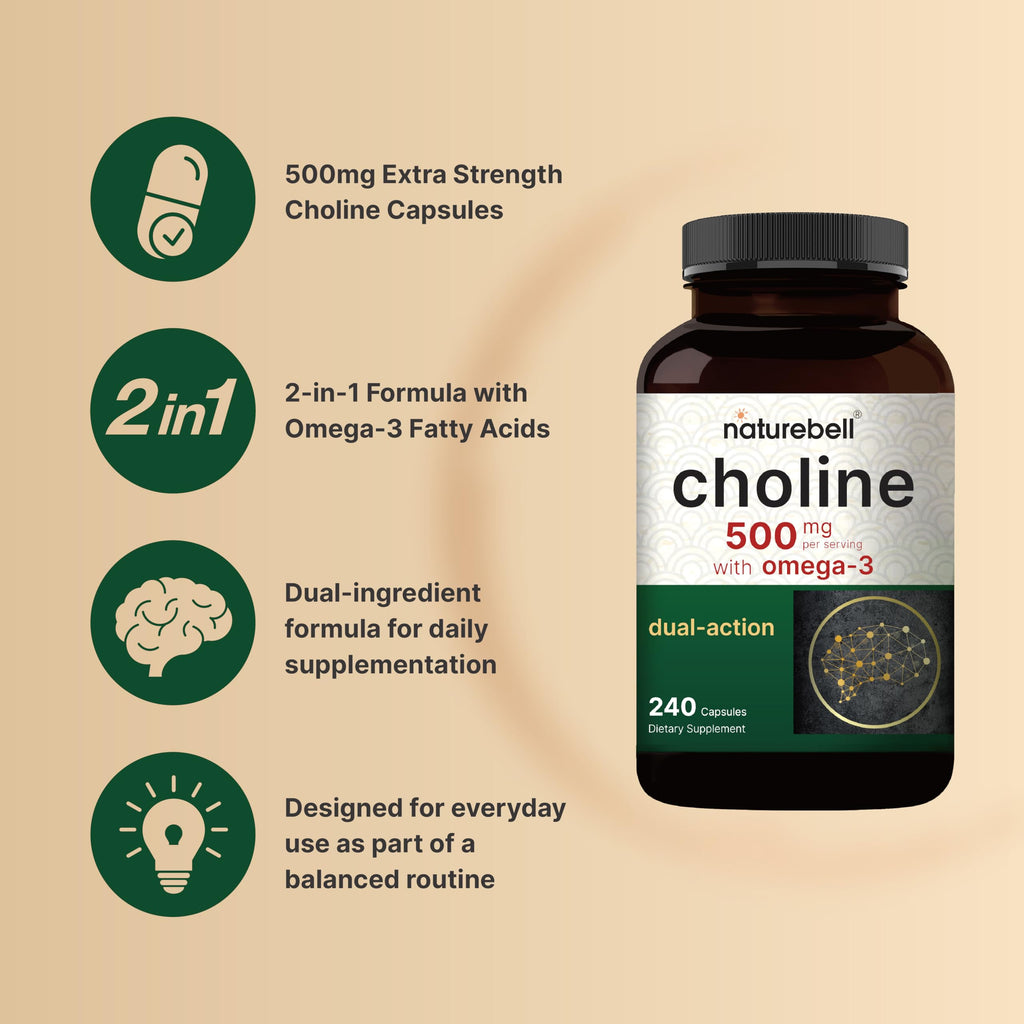 NatureBell Choline 500mg capsules texture and size