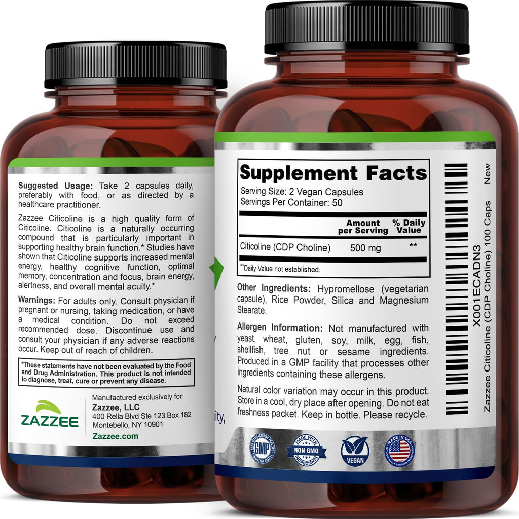 Zazzee Citicoline wellness product arrangement for daily health support