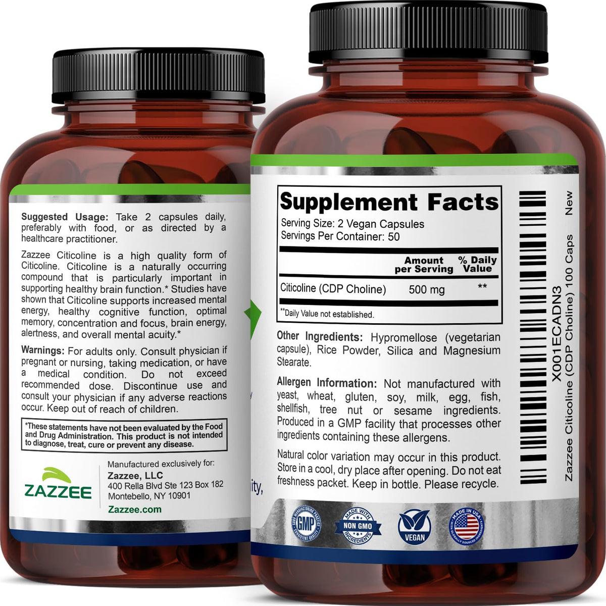 Zazzee Citicoline wellness product arrangement for daily health support