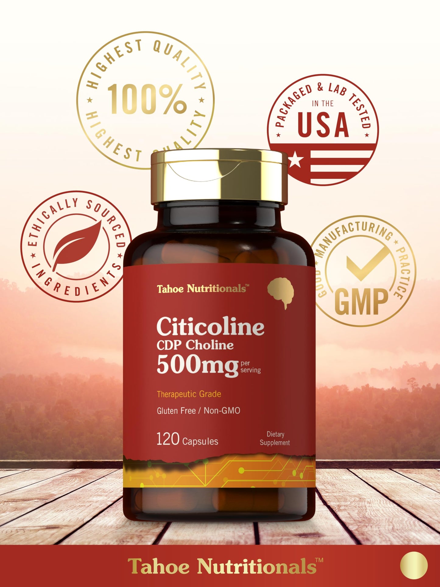 Authentic USA imported Tahoe Nutritionals Citicoline packaging