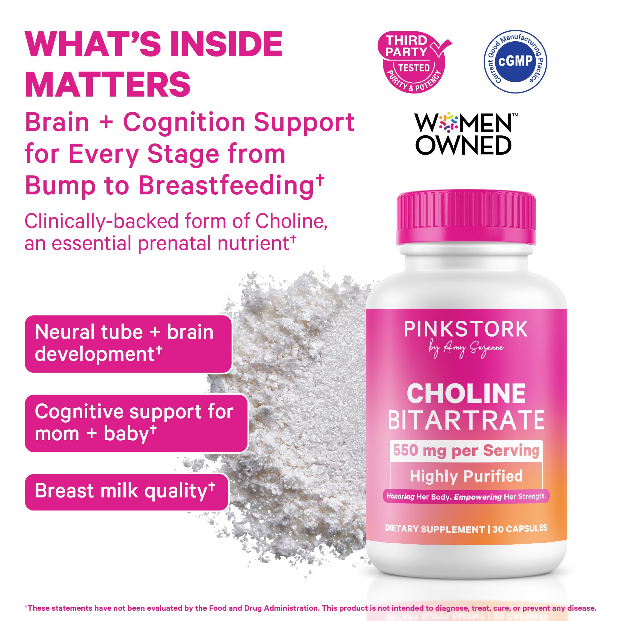Pink Stork Choline 30 capsules supplement bottle