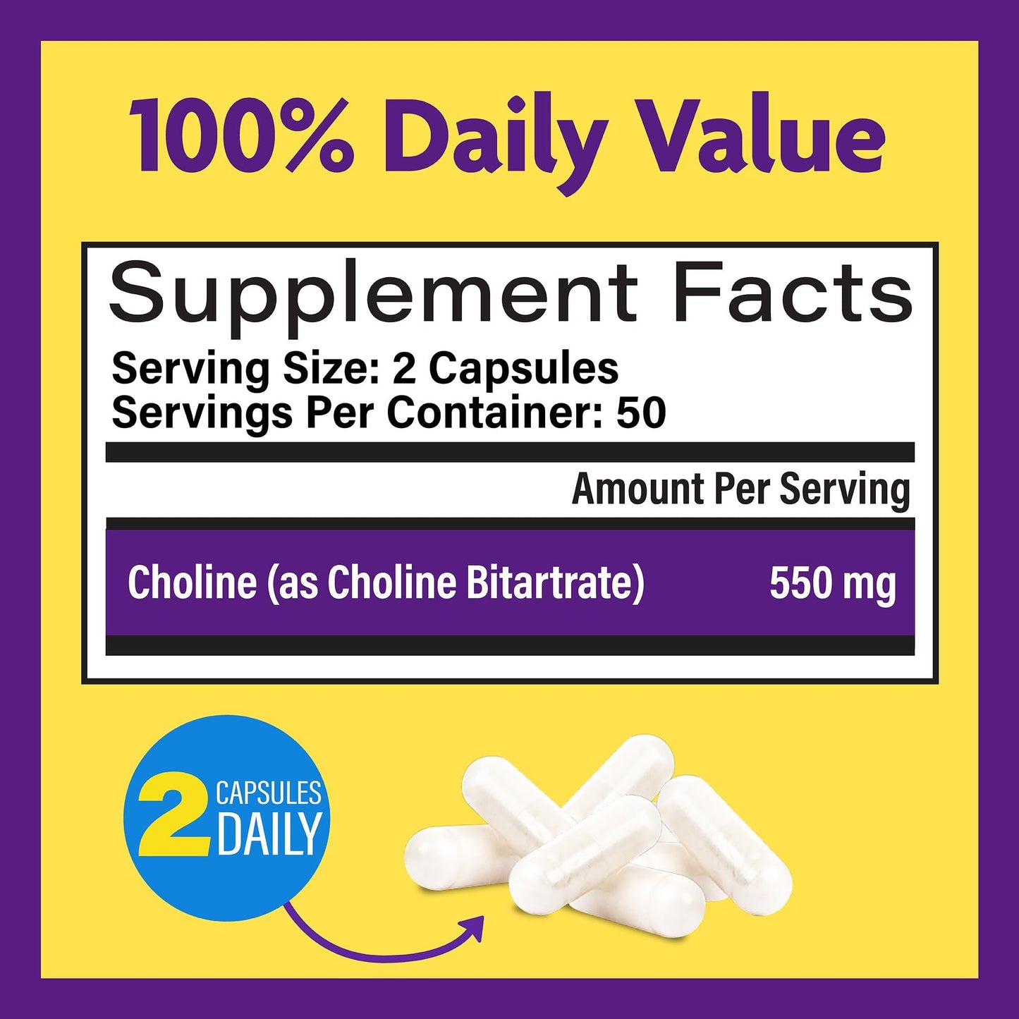 Back of InnovixLabs Choline bottle showing ingredients