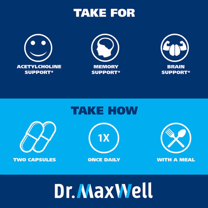 Dr. Maxwell Alpha GPC and Bacopa dietary supplement packaging