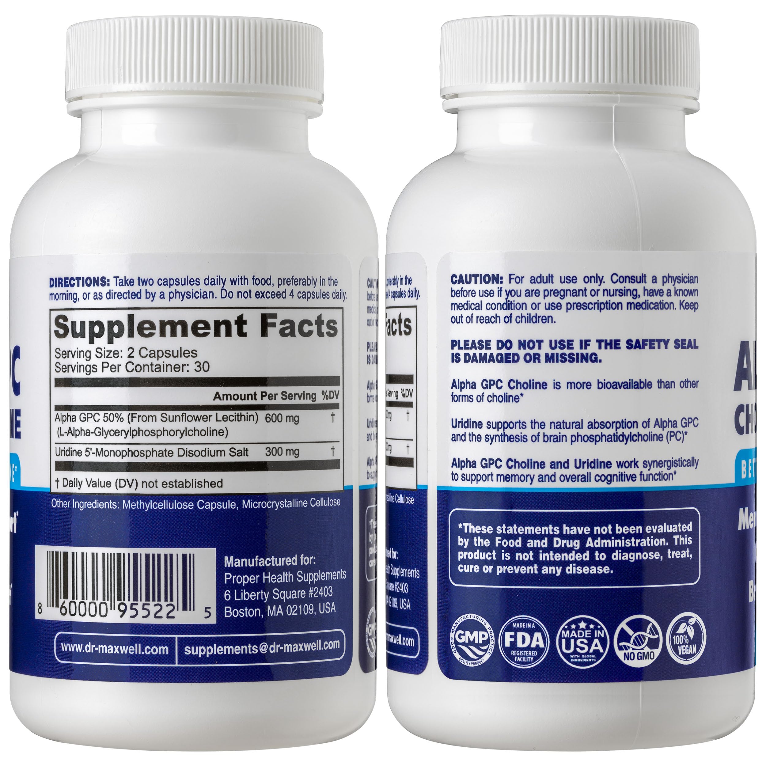 Dr. Maxwell cognitive support supplement label details