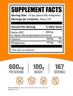 BulkSupplements Alpha GPC supplement label details
