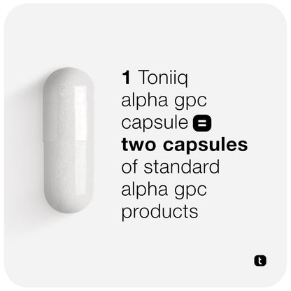 Side view of Toniiq Alpha GPC supplement bottle