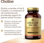 Solgar Choline brain and cellular support bottle side angle view