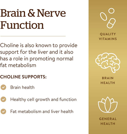 Solgar Choline cellular support supplement packaging