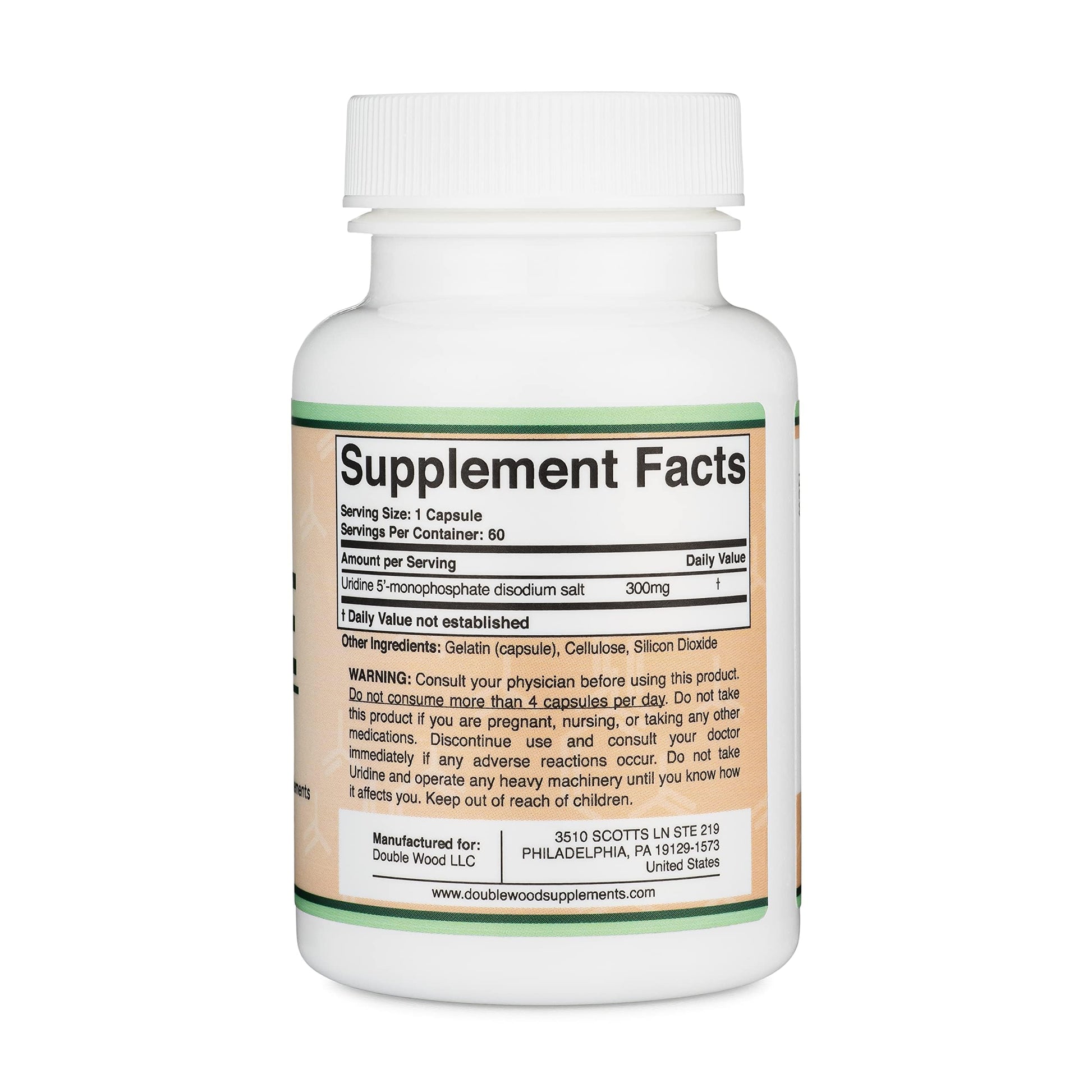 Double Wood Supplements brain health bottle side profile