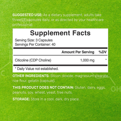 Deal Supplement Citicoline 120 capsules bottle side view showing supplement facts