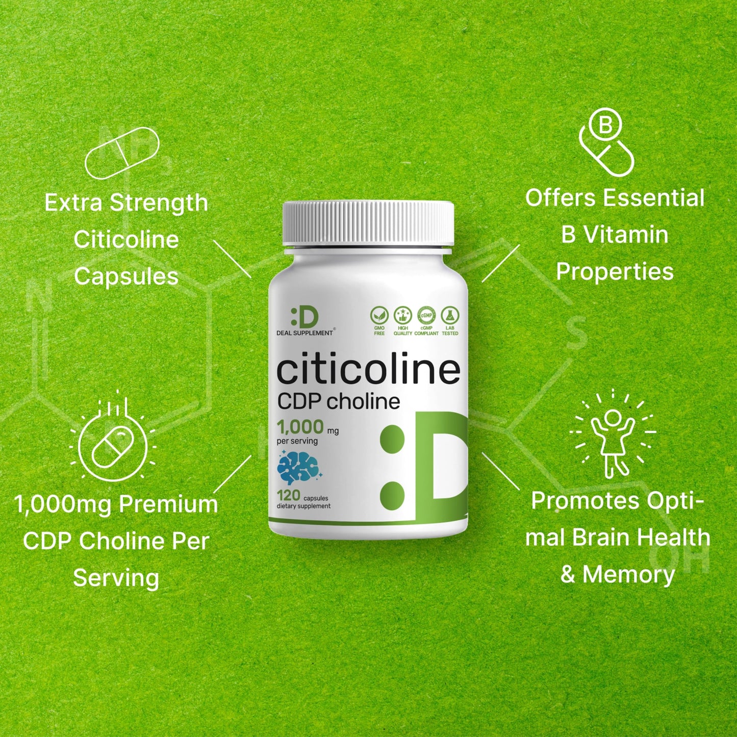 Bottle of Deal Supplement brain health capsules on a clean background