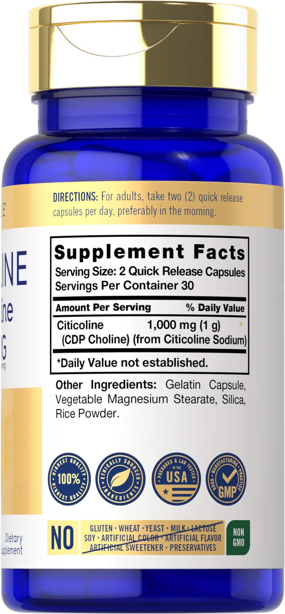 Carlyle Citicoline supplement bottle label details