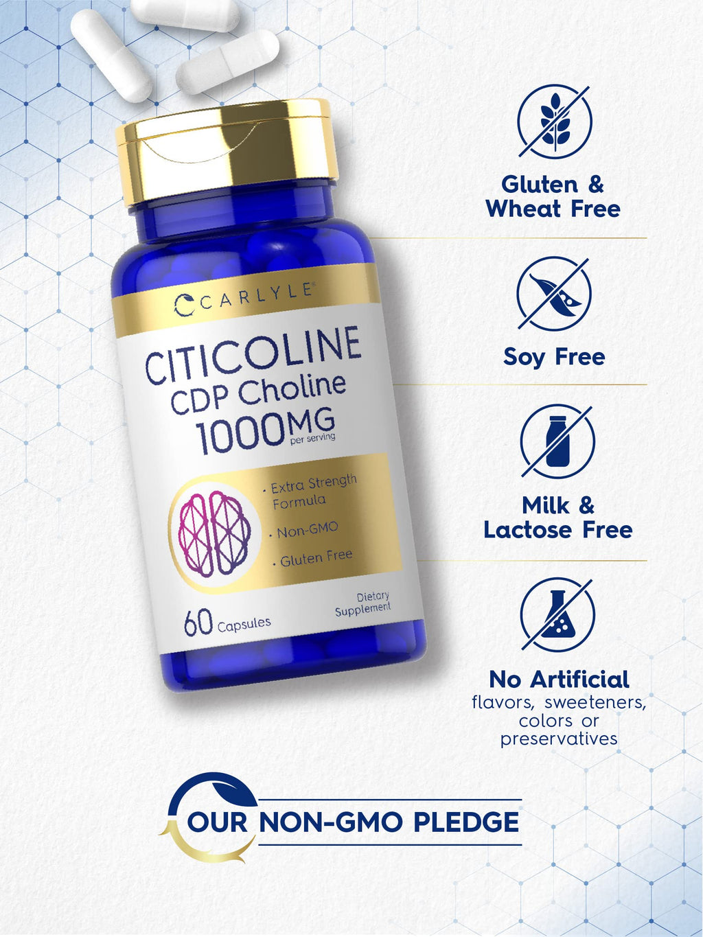 Carlyle cognitive support capsules bottle back panel ingredient details