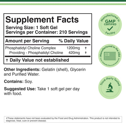 Double Wood Phosphatidylcholine 210 softgels bottle side view