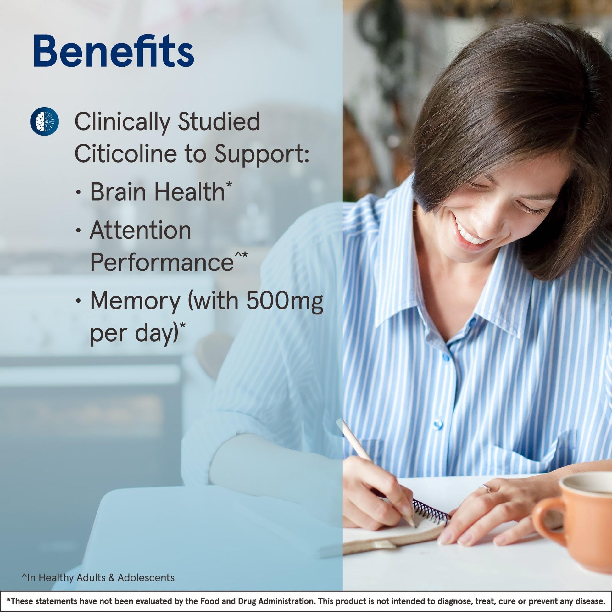 Side view of Jarrow Formulas Citicoline 250 mg bottle