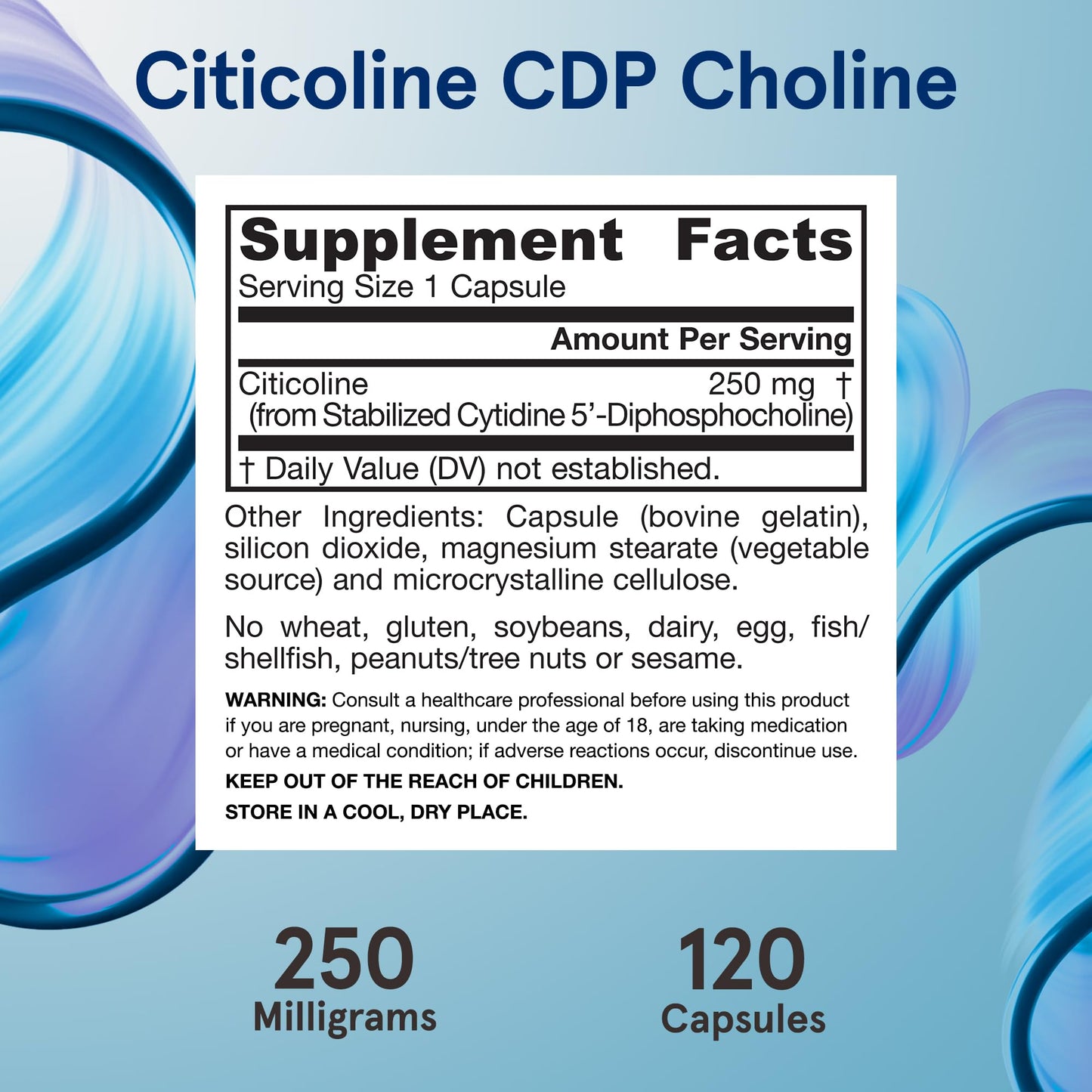 Back of Jarrow Citicoline bottle with supplement facts