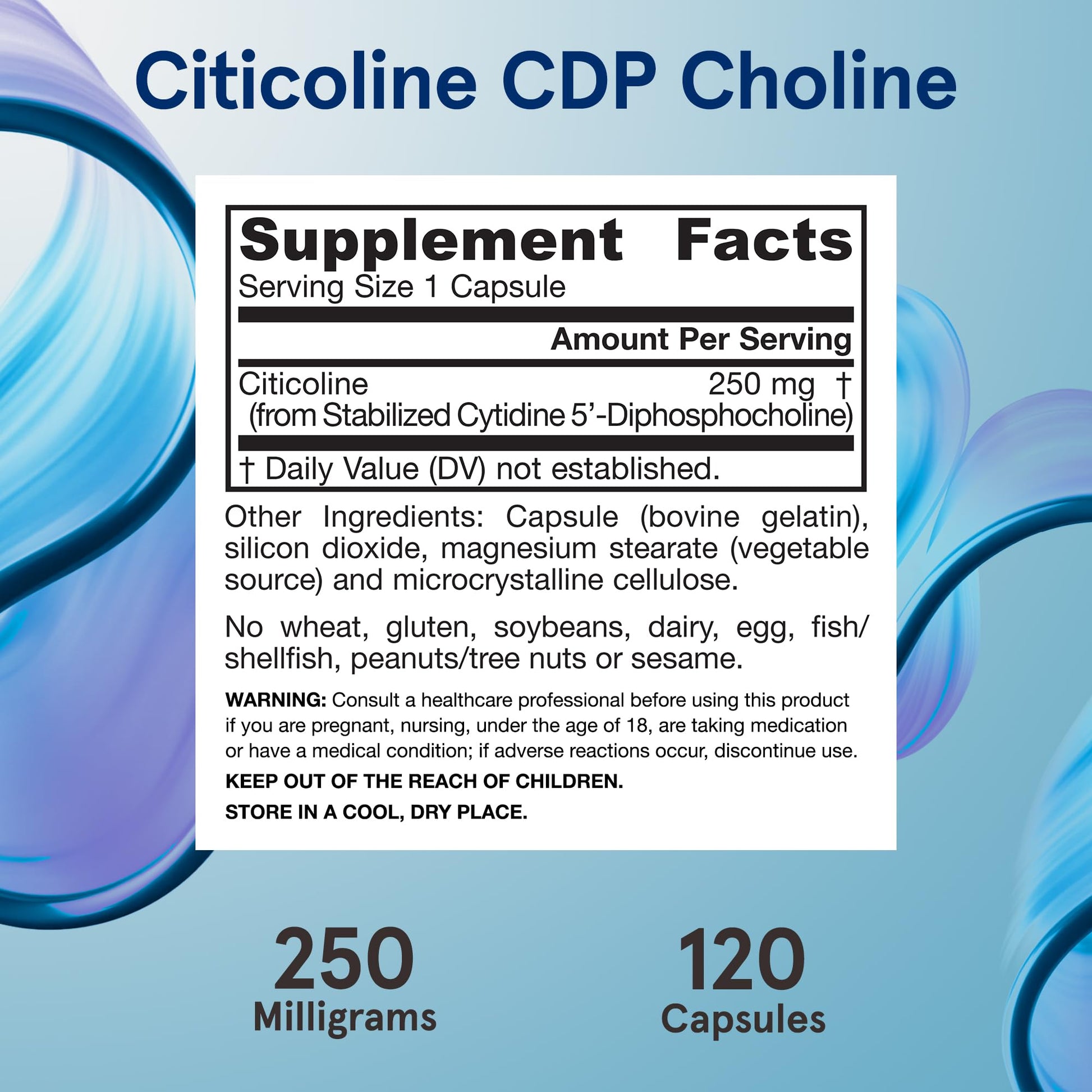 Back of Jarrow Citicoline bottle with supplement facts
