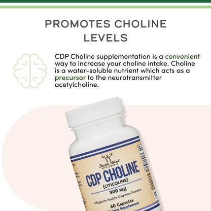 Double Wood Supplements CDP Choline 60 capsules side profile