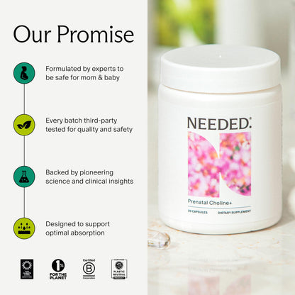 Authentic Needed Prenatal Choline packaging details
