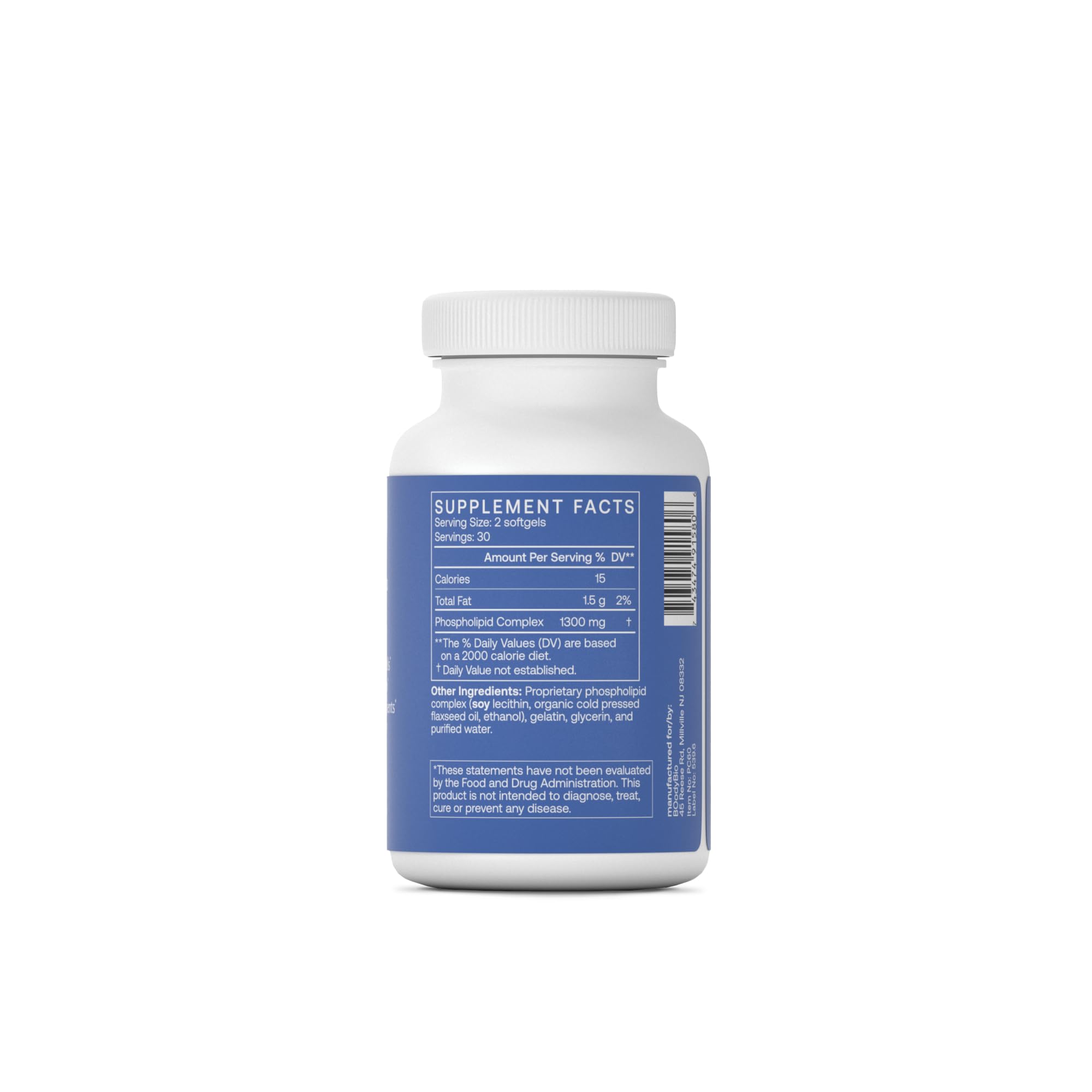 BodyBio PC phospholipid complex bottle label