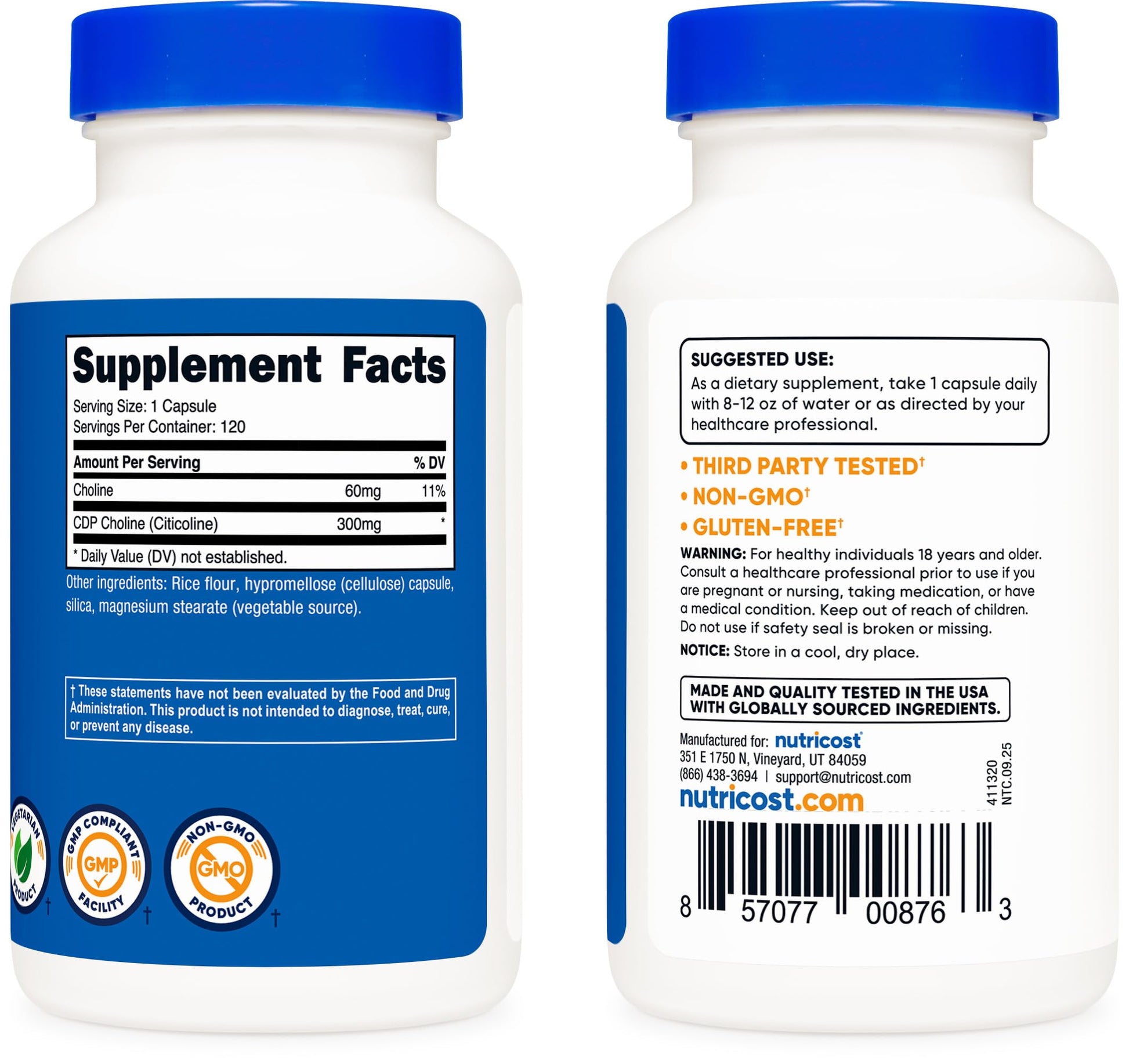 Nutricost Citicoline non GMO and gluten free authentic wellness supplement