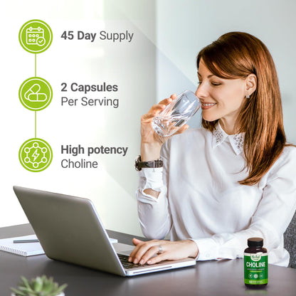 Nested Naturals Choline supplement bottle label details