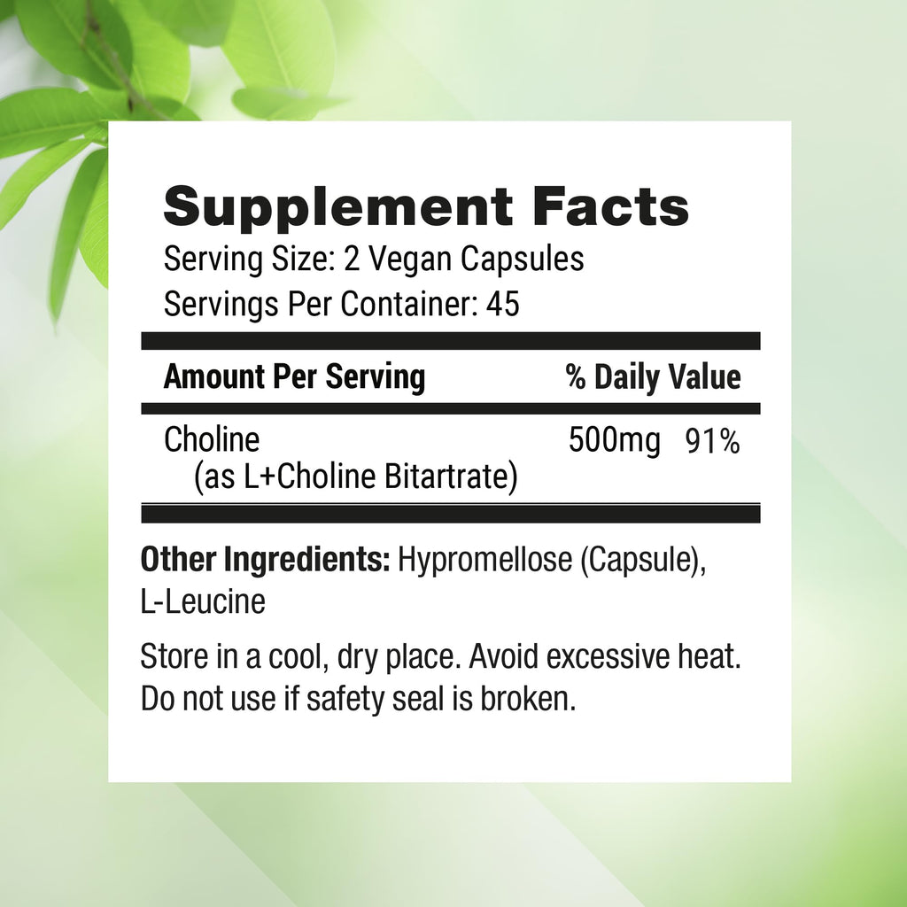 Nested Naturals non-GMO choline bitartrate dietary supplement bottle display