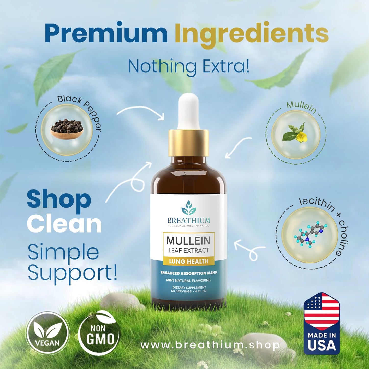 Close up view of the liposomal blend formulation including sunflower lecithin and choline for rapid absorption.