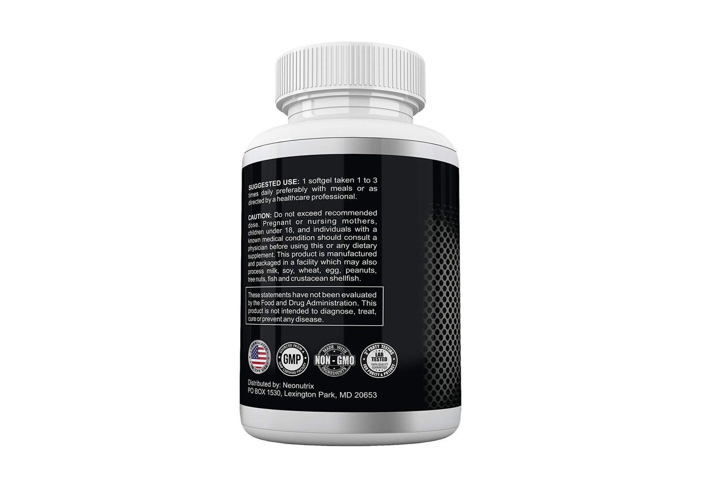 Neonutrix Nutrition Science Research Soy Lecithin bottle depicting daily dosage instructions and supplement facts.