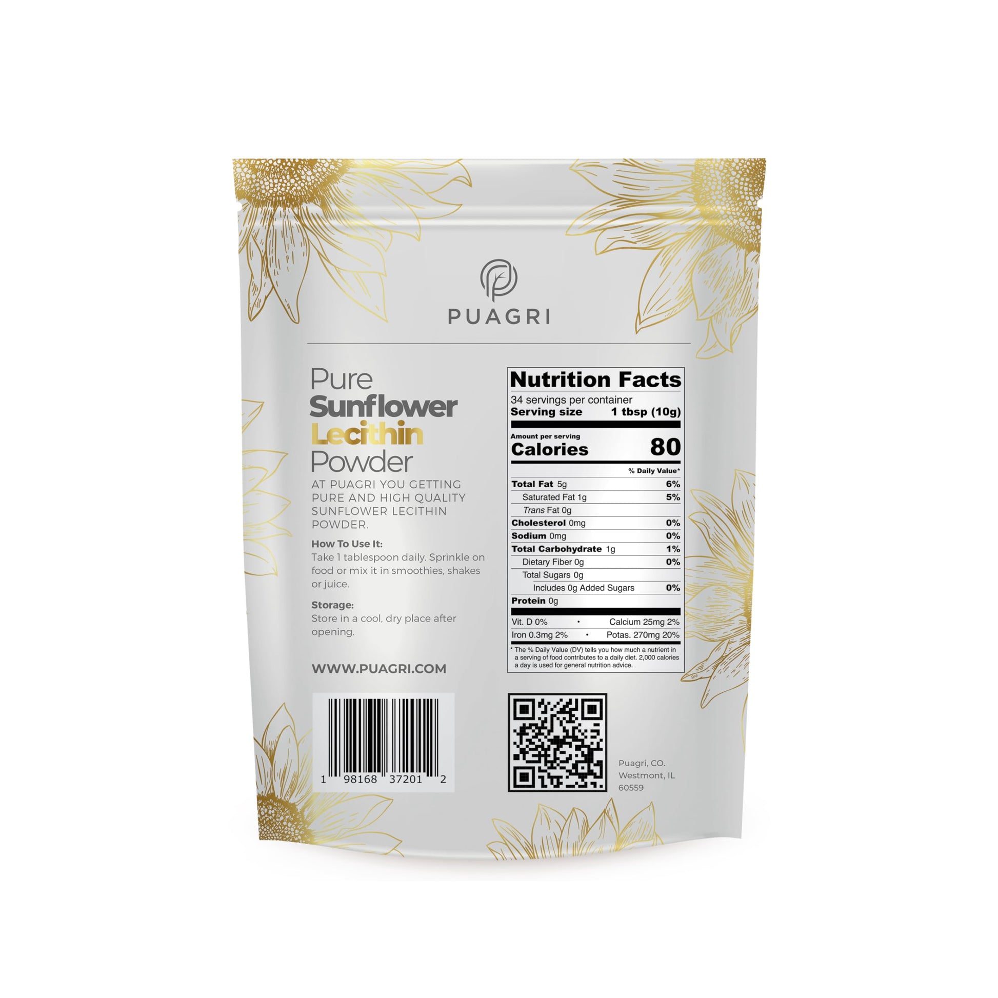 Non GMO allergen free sunflower lecithin supplement powder for smoothies