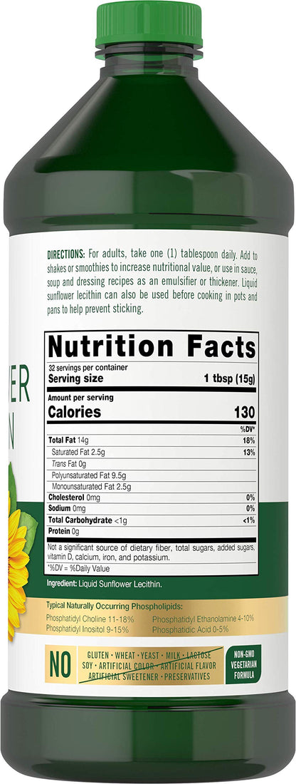 Carlyle liquid lecithin twin pack showcasing two sixteen fluid ounce bottles for dietary support.