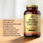 Solgar Soya Lecithin 1360 milligrams bottle side view nutrition facts