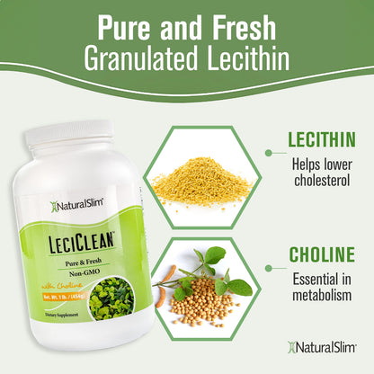 Unflavored non GMO soy lecithin granules close up texture packaging details