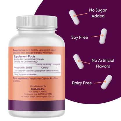 Sharp-PS Green soy-free phosphatidylserine capsule close up view