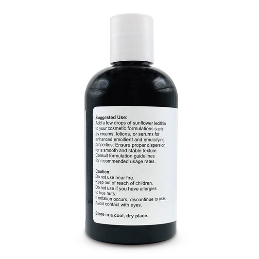 Pure unrefined cold pressed sunflower lecithin fluid showing its rich amber viscous liquid texture