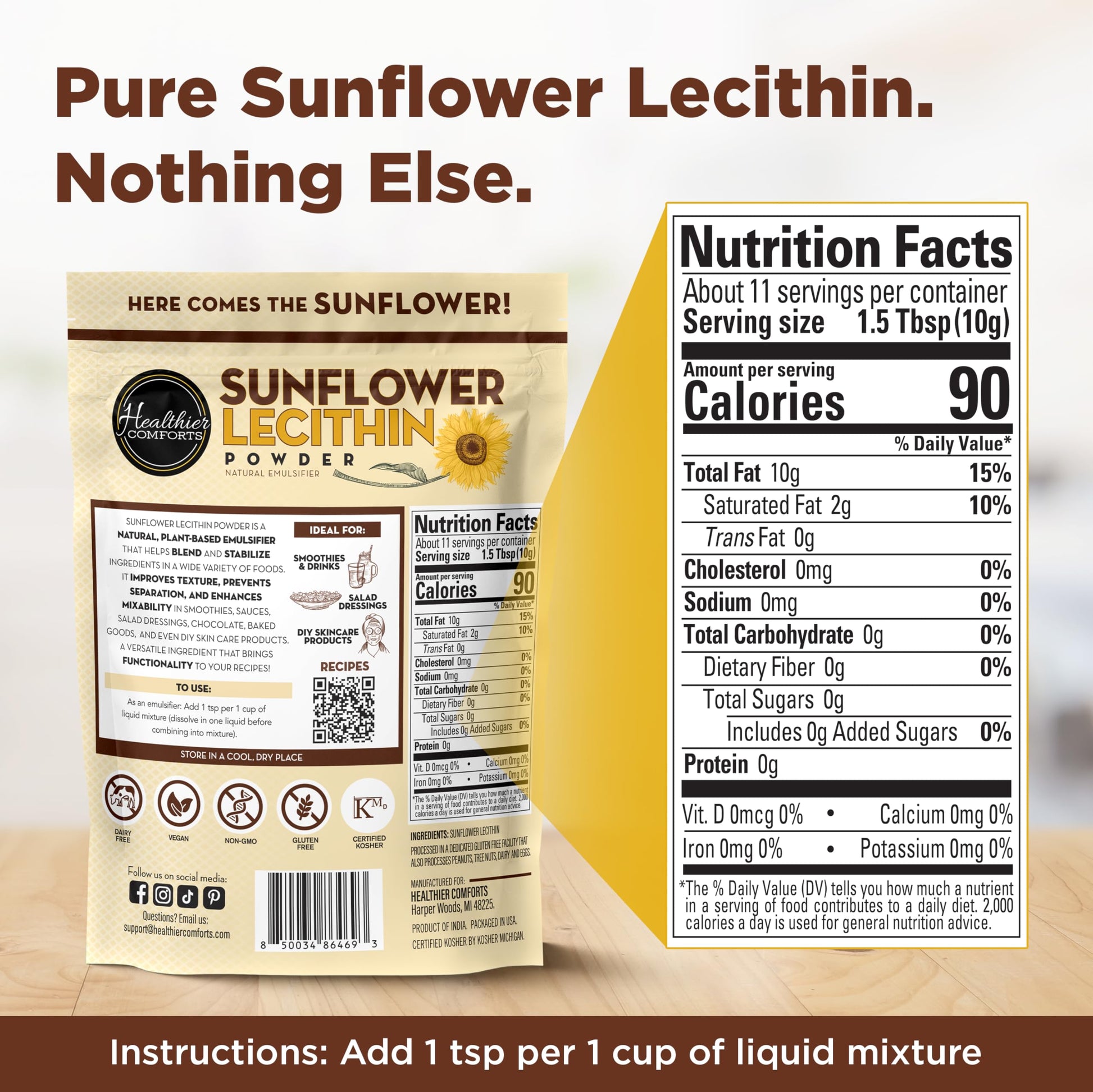 Non GMO soy free sunflower lecithin powder for baking and cooking smoothies