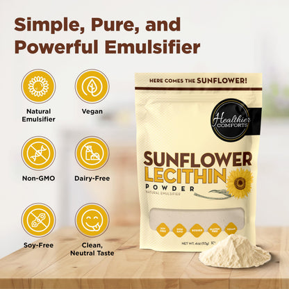 Authentic USA imported Healthier Comforts natural phospholipid powder close up view