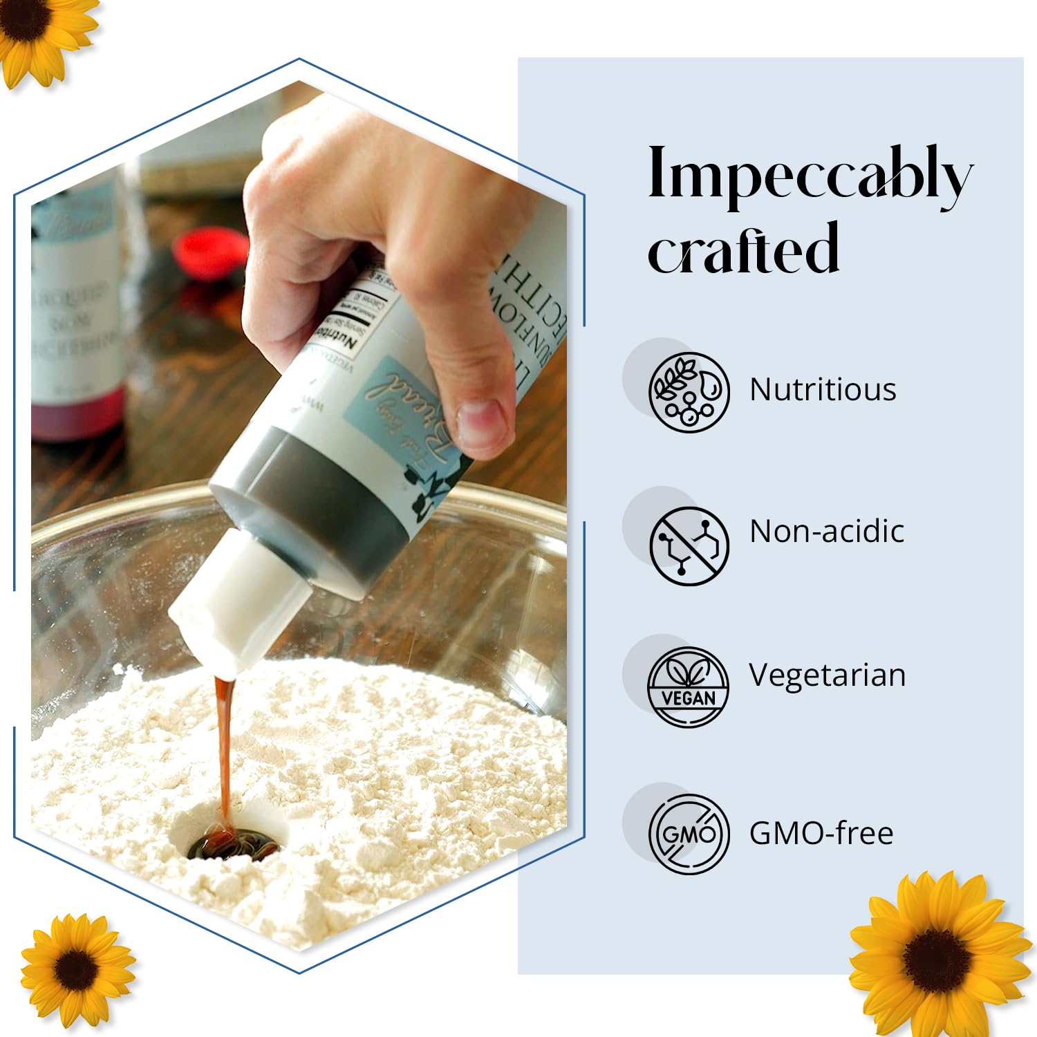 Pure sunflower lecithin liquid non GMO soy free dietary supplement bottle