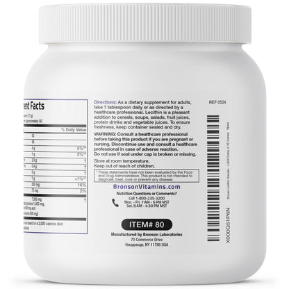 Authentic USA imported Bronson Lecithin unflavored dietary powder close up texture