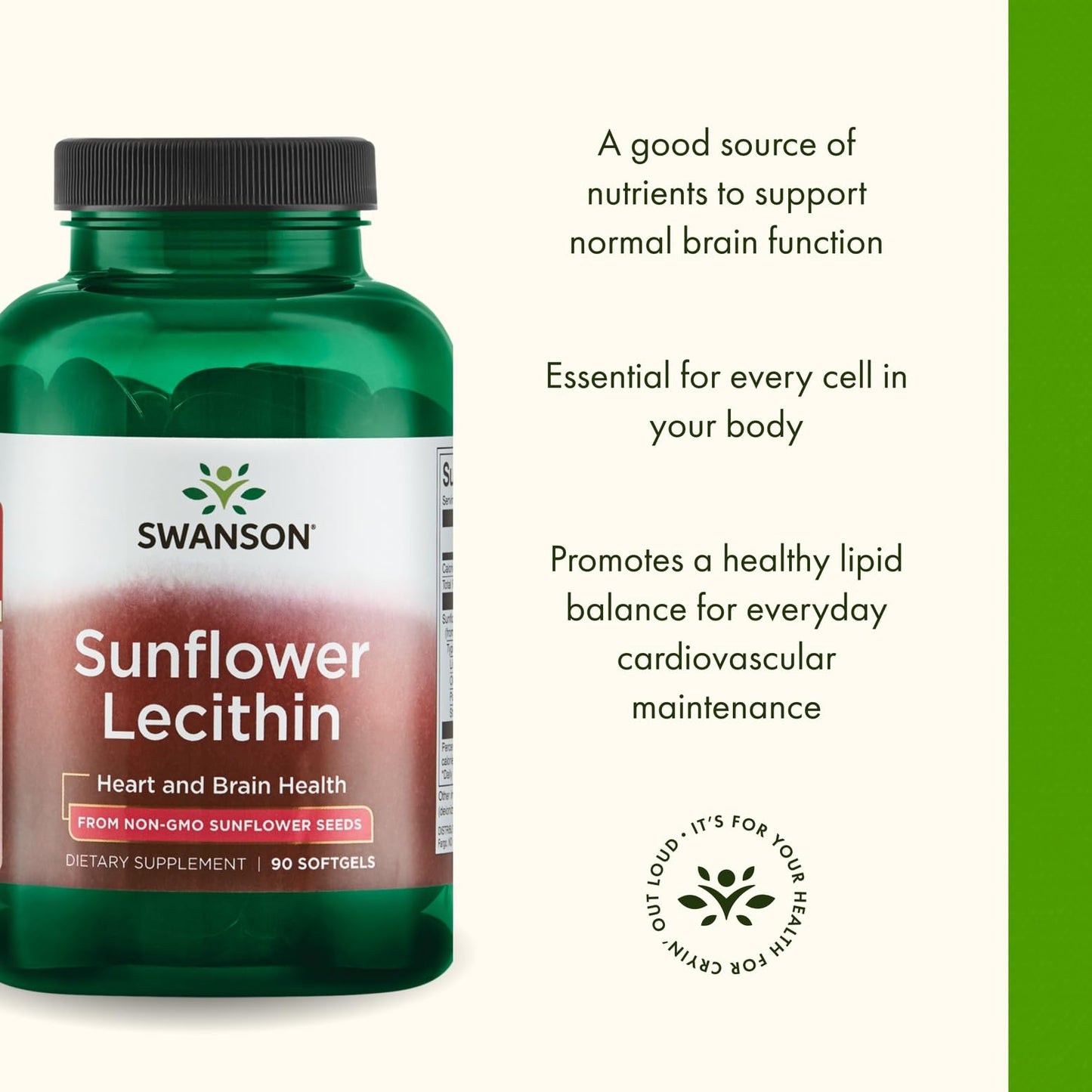 Swanson premium sunflower lecithin 1200 mg capsules close-up showing softgel appearance