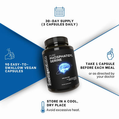 Premium Intelligent Labs nootropic bottle showing allergen free and non GMO seals