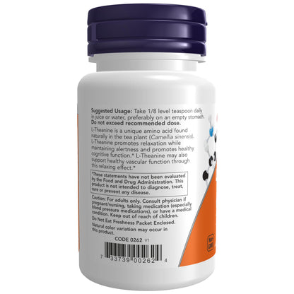 Unflavored L-Theanine vegan amino acid supplement powder side view