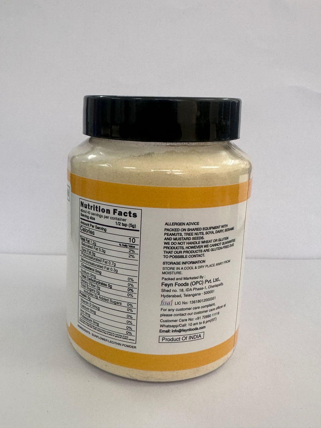 Premium authentic sunflower lecithin powder container top view