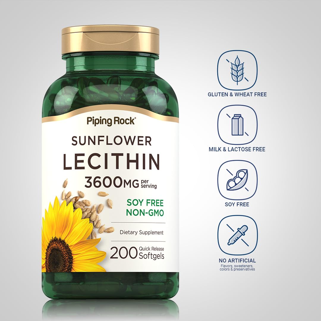 Piping Rock non GMO soy free sunflower lecithin softgel capsules for brain health
